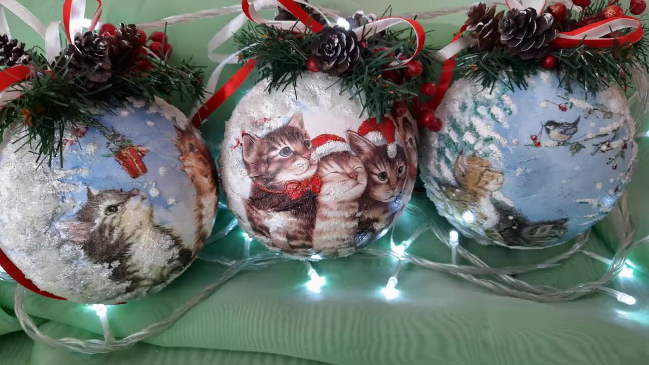 Декупаж ёлочных шаров